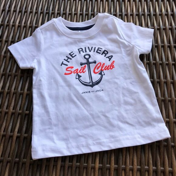 Janie & Jack Boys Tee Size 6-12 Mo The Riviera Sail Club Sundeck Splash Anchor - Picture 3 of 7